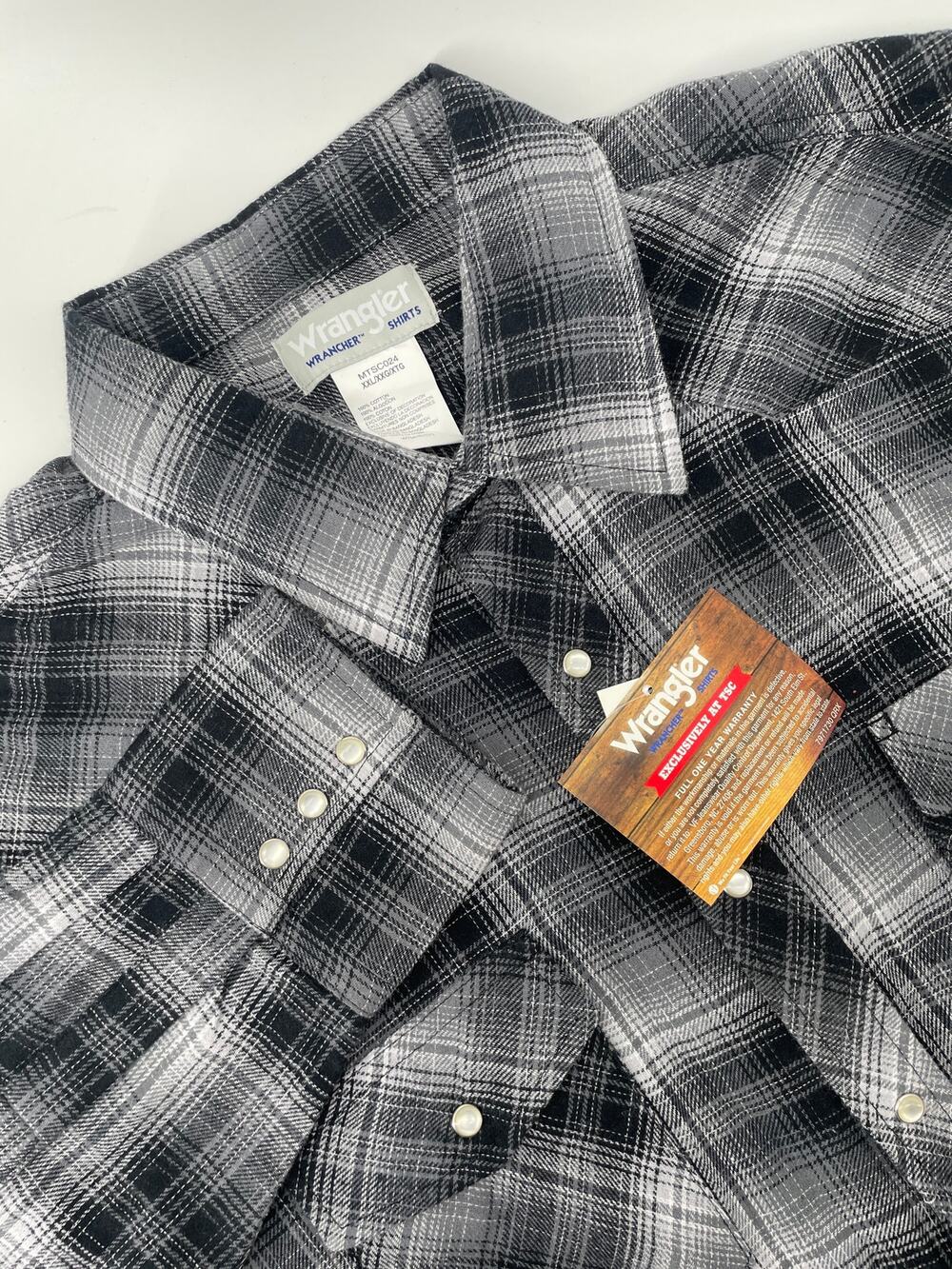 NWT Wrangler Wrancher Button Down Shirt Men’s 2XL Charcoal Pearl Snap Cowboy